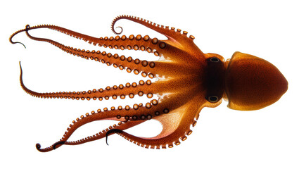 Orange octopus with visible suckers and curled tentacles © Emma