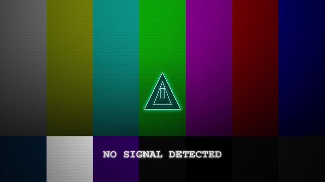 Color bars television test pattern no signal detected warning message screen