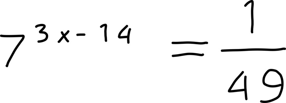 Handwritten mathematical equation featuring exponential notation and fraction in minimalist style, ideal for education, algebra, math, and academic concepts.