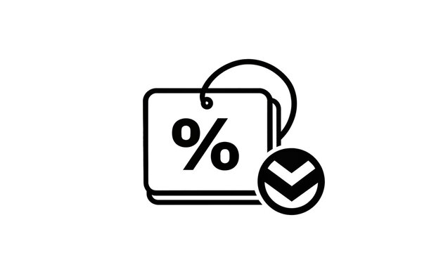 Percentage sign on tag with down arrow icon