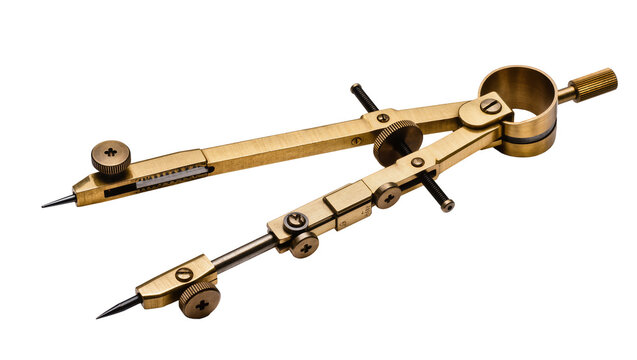 Brass drawing compass with adjustable legs and fine adjustment screw