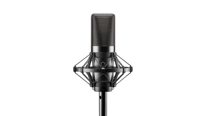 Professional studio condenser microphone with shock mount, isolated on transparent background © Daniel
