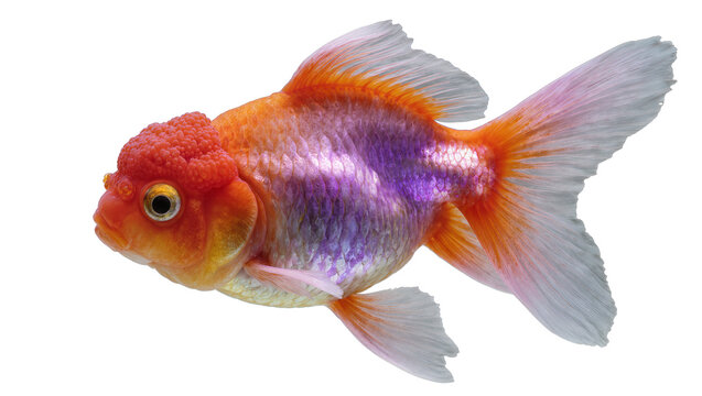 Orange and purple goldfish with wen