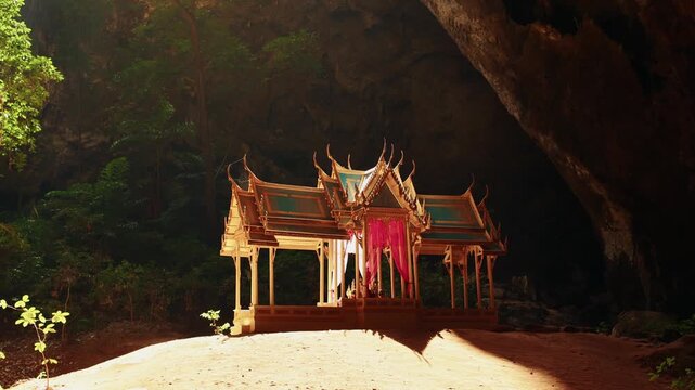 Landscape Phraya Nakhon Cave with sunlight, Khao Sam Roi Yot National Park in Thailand.