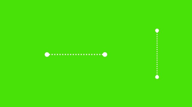 Dotted Dimension measurement Line animation on green screen distance or route measurement call out animation