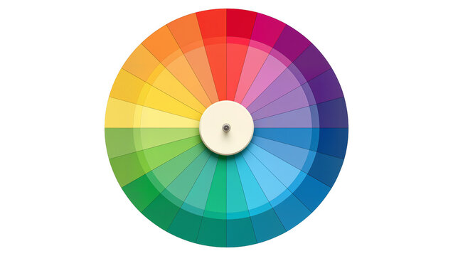 Color wheel with spectrum of rainbow colors and central pivot