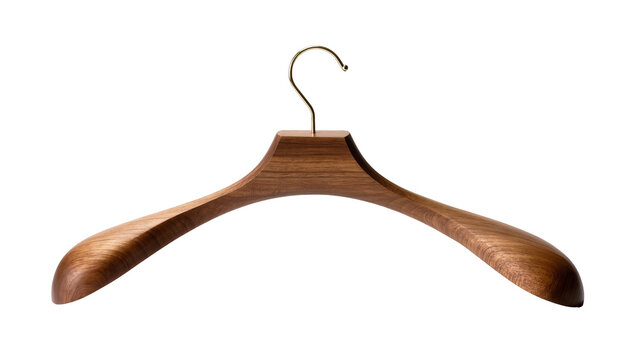 Wooden clothes hanger with gold hook