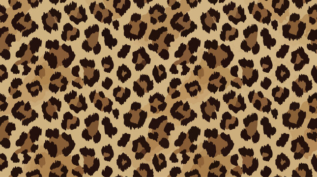 Leopard print pattern, vector illustration with irregular dark spots on beige