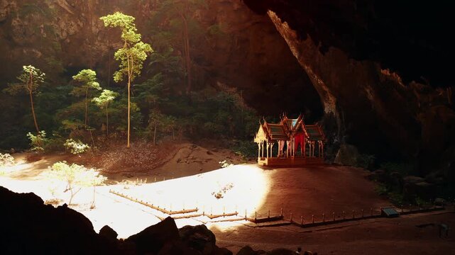 Phraya Nakhon Cave with sunlight, Landmark Royal pavilion, Khao Sam Roi Yot National Park in Thailand.