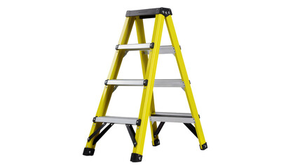 Yellow A-frame stepladder with silver steps and black accents © Lukas