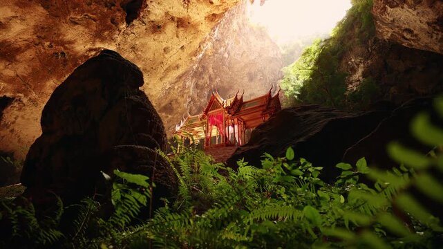 Amazing Phraya Nakhon Cave with sunlight, Landmark Royal pavilion, Khao Sam Roi Yot National Park in Thailand.