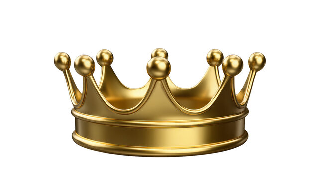 Shiny golden crown with ornate details and spherical finials