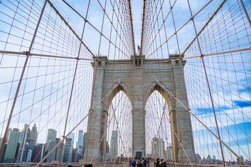 Fototapeta premium New York Brooklyn Bridge - big panorama.