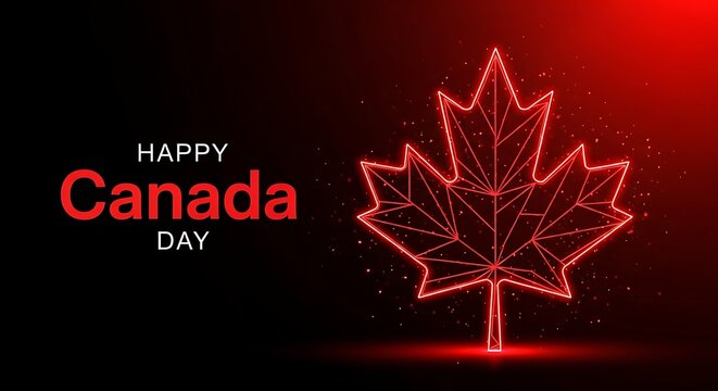Canada day july 1st independence day neon maple leaf graphic