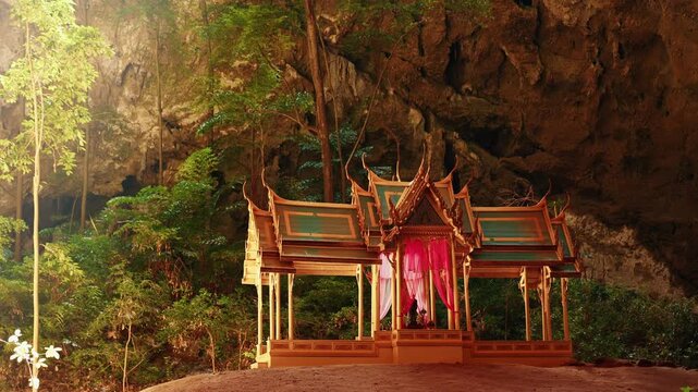 Phraya Nakhon Cave with sunlight, Landmark Royal pavilion, Khao Sam Roi Yot National Park in Thailand.