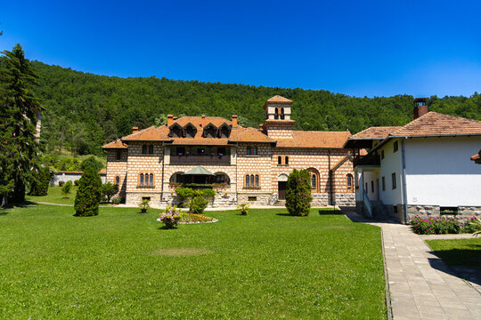 Serbia Valjevo 27.05.2026 Historic Stone Monastery Building Under Clear Sky
