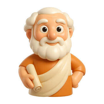 PNG Cartoon philosopher holding scroll.