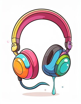 colourful illustration of over ear headphones 