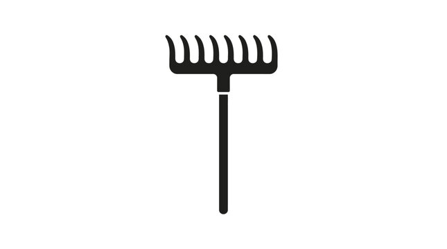 Garden rake silhouette against a white background silhouette