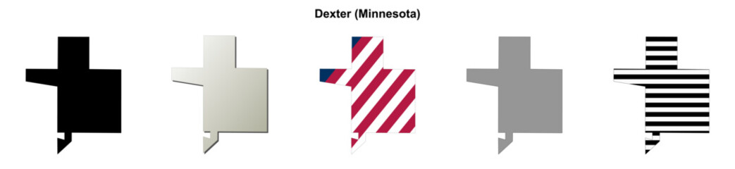 Fototapeta premium Dexter (Minnesota) blank outline map set