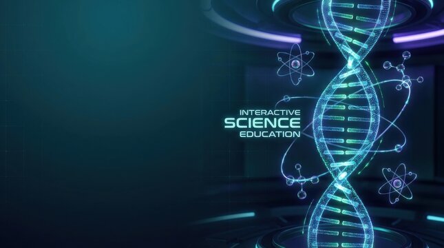 Interactive science science education genetics holographic dna double helix lab dna structure molecular biology atomic model laboratory class bio technology virtual lab digital science molecular model