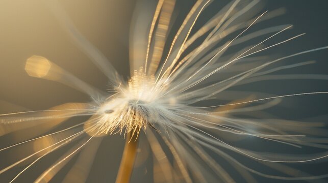 Single dandelion seed pappus macro backlight