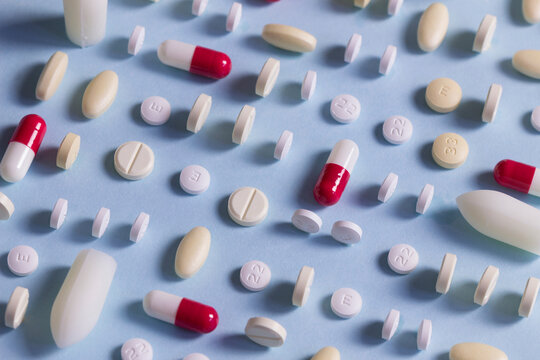 Rows of different drugs