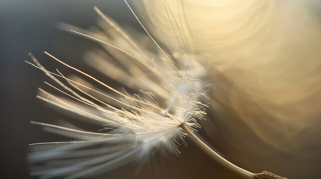 Single dandelion seed pappus macro backlight
