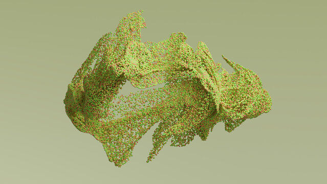 Abstract 3d rendering of floating green particles