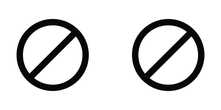 Two black prohibition signs isolated on a white background representing restriction and forbidden access