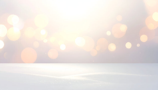 Abstract background, blurred golden orbs, white backdrop, light, soft focus, serene, dreamy