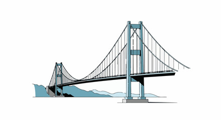 Fototapeta premium A suspension bridge spans across a body of water