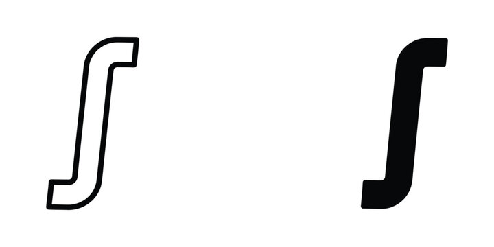 Mathematical Integral Symbol Icons in Outline and Solid Black Styles