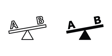 Comparison of A and B options on a seesaw scale representing choice and decision making © Tufazzul