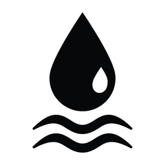 Fototapeta premium Water drop falling into waves icon representing liquid purity and ocean movement