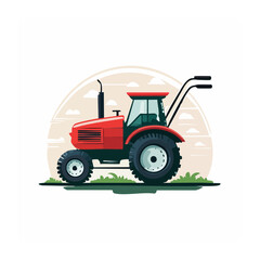 Obraz premium Cartoon bulldozer front view