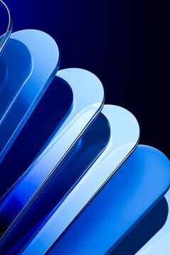 Abstract 3d rendering of layered blue glass shapes