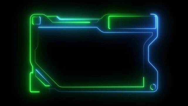 Digital HUD futuristic motion graphic element cyber generated background. Technology hologram frame border and viewfinder element. Graphics around the edges for use in movies, games and animation.4k