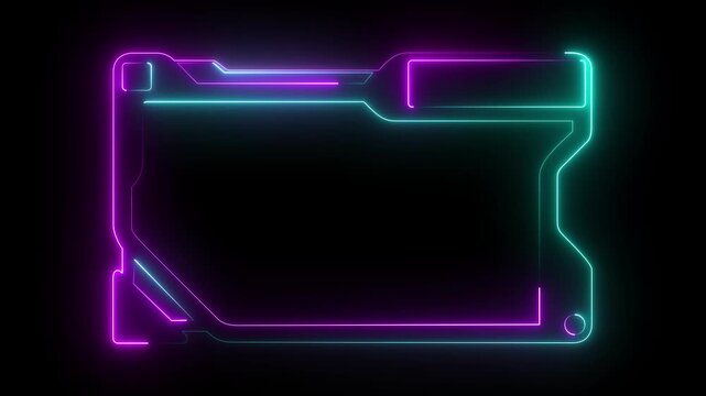 Digital HUD futuristic motion graphic element cyber generated background. Technology hologram frame border and viewfinder element. Graphics around the edges for use in movies, games and animation.4k