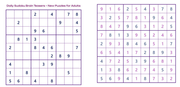 Sudoku puzzle grid with numbers for brain teaser activities  