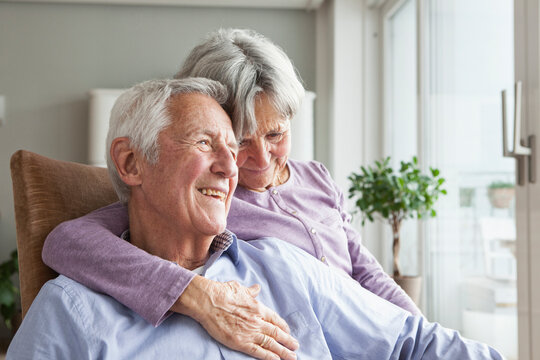 Happy senior couple at home