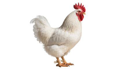 Majestic white rooster with bright red comb, isolated on transparent background © Daniel