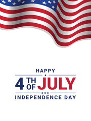 Obraz premium Happy 4th July United States Independence Day Holiday, 4 July Banner Greeting Card Flat Vector Illustration Design. 