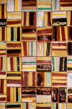 Colorful modern geometric ceramic tile wall in Portugal