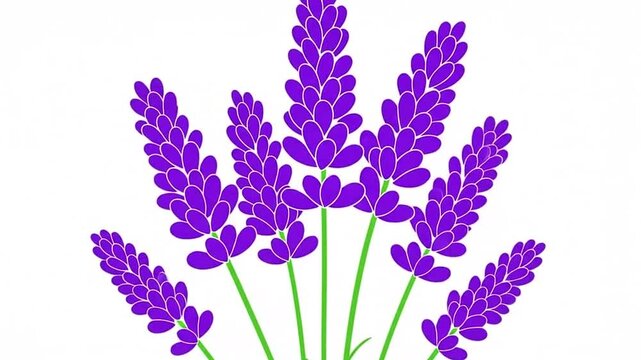 Purple lavender flowers flat illustration on white background.