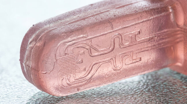 Soft robotics silicone gripper with intricate design and texture, showcasing innovation