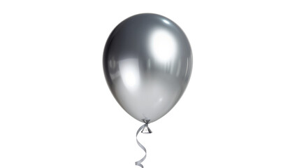 Shiny silver balloon with ribbon, isolated on transparent background © Daniel