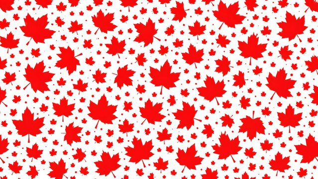 Seamless pattern with red maple leaves isolated on white background