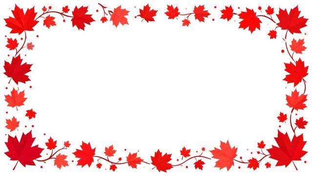 Autumn maple leaves frame border isolated on white background