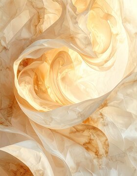 Soft, flowing fabric with warm, golden light illuminating its delicate folds and textures.